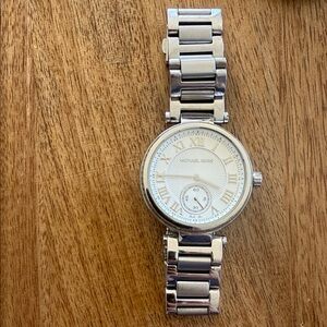 Michael Kors Silver and White Watch